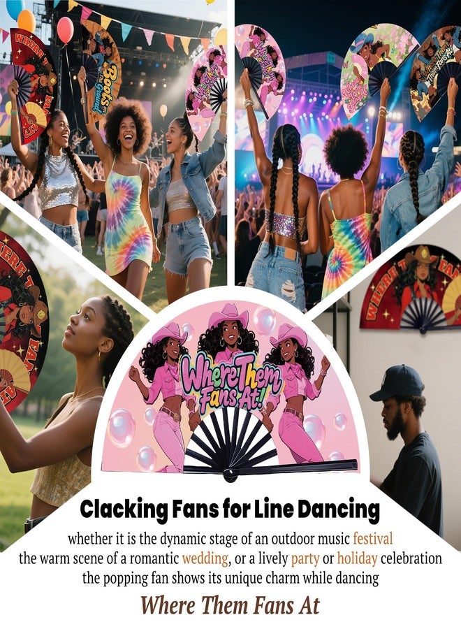 FENNIDICE 13" Bouncing Dance Fan with Clicking Sound - Decorative Boot Dance Fan, Perfect for Parties, Dance Classes, Decorations, & Festivals - Vibrant & Durable Bamboo Folding Fan (C) - Image 5